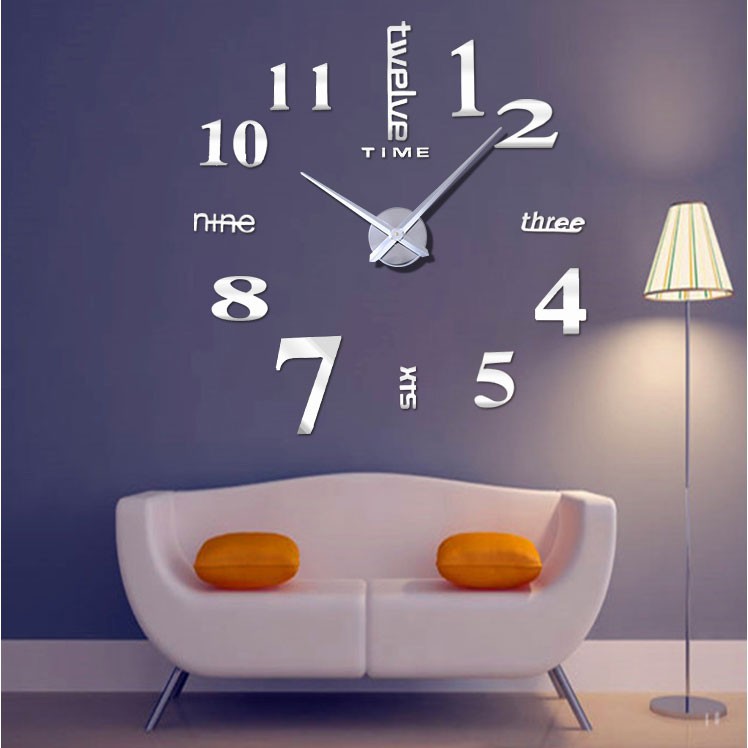 80-130 CM JAM DINDING TEMPEL JAM BESAR RAKSASA DEKORASI ANGKA HURUF 3D GIANT WALL CLOCK DIY ANALOG - Gambar 4