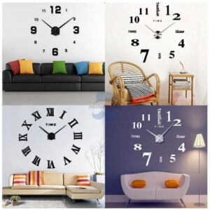 80-130 CM JAM DINDING TEMPEL JAM BESAR RAKSASA DEKORASI ANGKA HURUF 3D GIANT WALL CLOCK DIY ANALOG