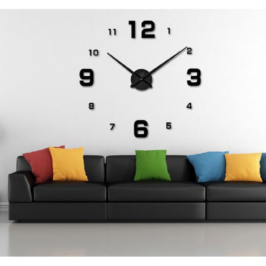 80-130 CM JAM DINDING TEMPEL JAM BESAR RAKSASA DEKORASI ANGKA HURUF 3D GIANT WALL CLOCK DIY ANALOG - Gambar 5