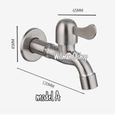 (Free Sealtape)Kran Air Keran Tembok Taman Cucut Mesin Cuci Stainless Wall Faucet - Gambar 2
