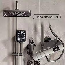 Shower Head Constant Temperature Set Gray Piano Keys All Copper Rain All Tiang Tekan Klasik Classic - Gambar 4