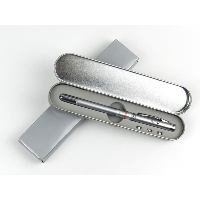 Pulpen Laser Pena Bolpoin LED Aluminium Pointer - 5 IN 1 Pen Ballpoint Presentasi Dengan Box