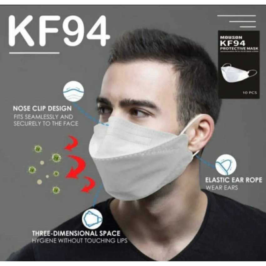 MASKER KF94 ISI 10 PCS MASKER MOUSON 4PLY KOREA FACE MASK EARLOOP MASKER MEDIS DEWASA BEDAH MULUT - Gambar 2