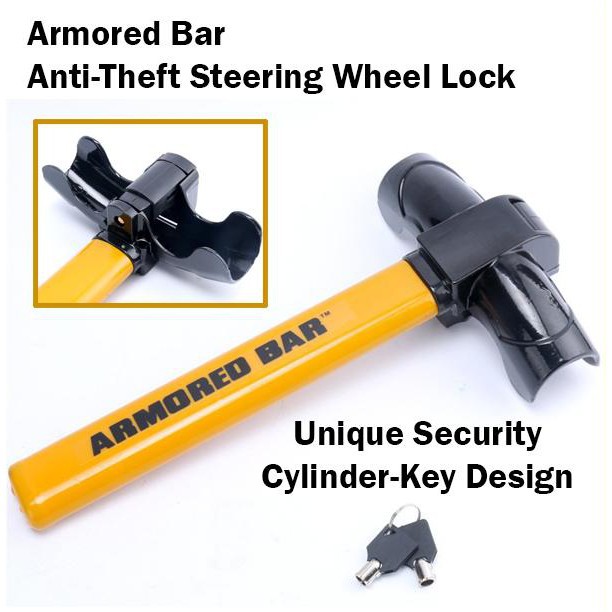 Kunci Setir Stir Mobil Model T / Pengaman Stir Mobil / Safety Lock Armored Bar Anti Maling / Gembok Setir Mobil - Gambar 2