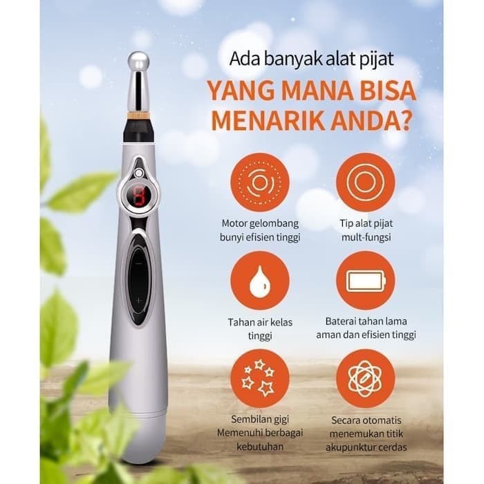 PULPEN AKUPUNTUR LASER PENA PIJAT TERAPI REFLEKSI ELEKTRIK MASSAGE PEN AKUPUNTUR LISTRIK MERIDIAN - Gambar 2