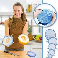 Silikon Penutup Makanan 6 in 1 Mangkok Plastik Piring Makanan / Stretch Bowl Silicone Food Cover - Gambar 3