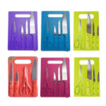 Set Pisau Dapur Talenan 5 IN 1 Pisau Set 5 Pcs Gunting Stainless Steel Knife Set With Cutting Board