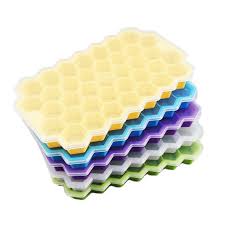 Cetakan Tempat Es Batu Honey Combs + Penutup 37 Sekat Hexagon Silikon Food Grade Puding Jeli Ice Cube Tray Coklat Mold Flexible Silicone BPA Free