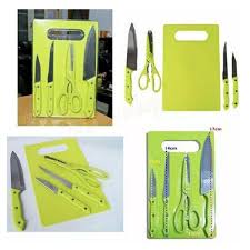 Set Pisau Dapur Talenan 5 IN 1 Pisau Set 5 Pcs Gunting Stainless Steel Knife Set With Cutting Board - Gambar 6