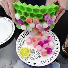Cetakan Tempat Es Batu Honey Combs + Penutup 37 Sekat Hexagon Silikon Food Grade Puding Jeli Ice Cube Tray Coklat Mold Flexible Silicone BPA Free - Gambar 5