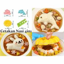 Cetakan Nasi Bento Set Bentuk Kartun Kelinci Lumba-Lumba Set isi 4pcs - Gambar 4