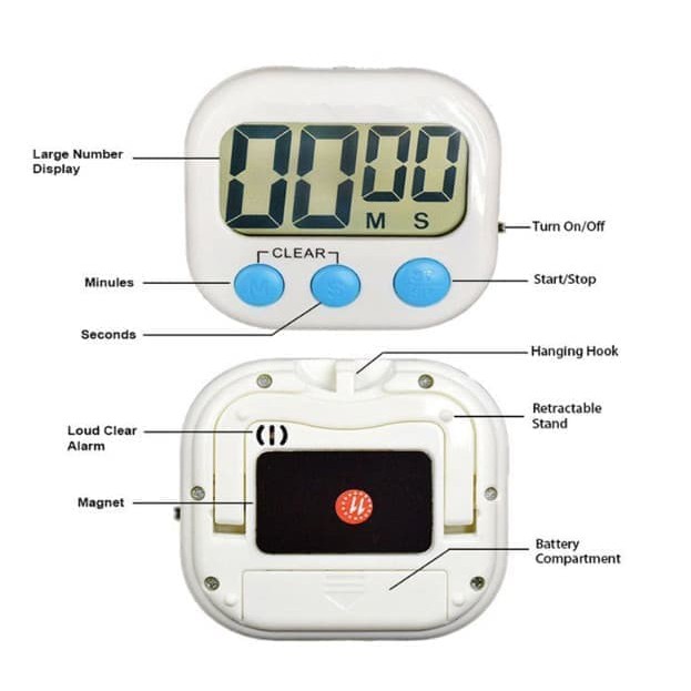 Digital Kitchen Timer Masak Magnet JAM ALARM STOPWATCH Dapur Masak - Gambar 3