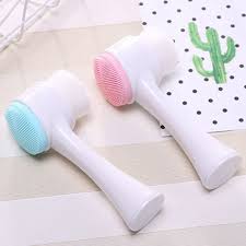 Pembersih Wajah Silikon 3D Cuci Muka Gagang Facial Face Brush 2 Sisi - Gambar 2