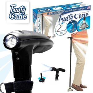 Trusty Cane Tongkat Alat Bantu Jalan Manula Lansia Lipat Lampu LED