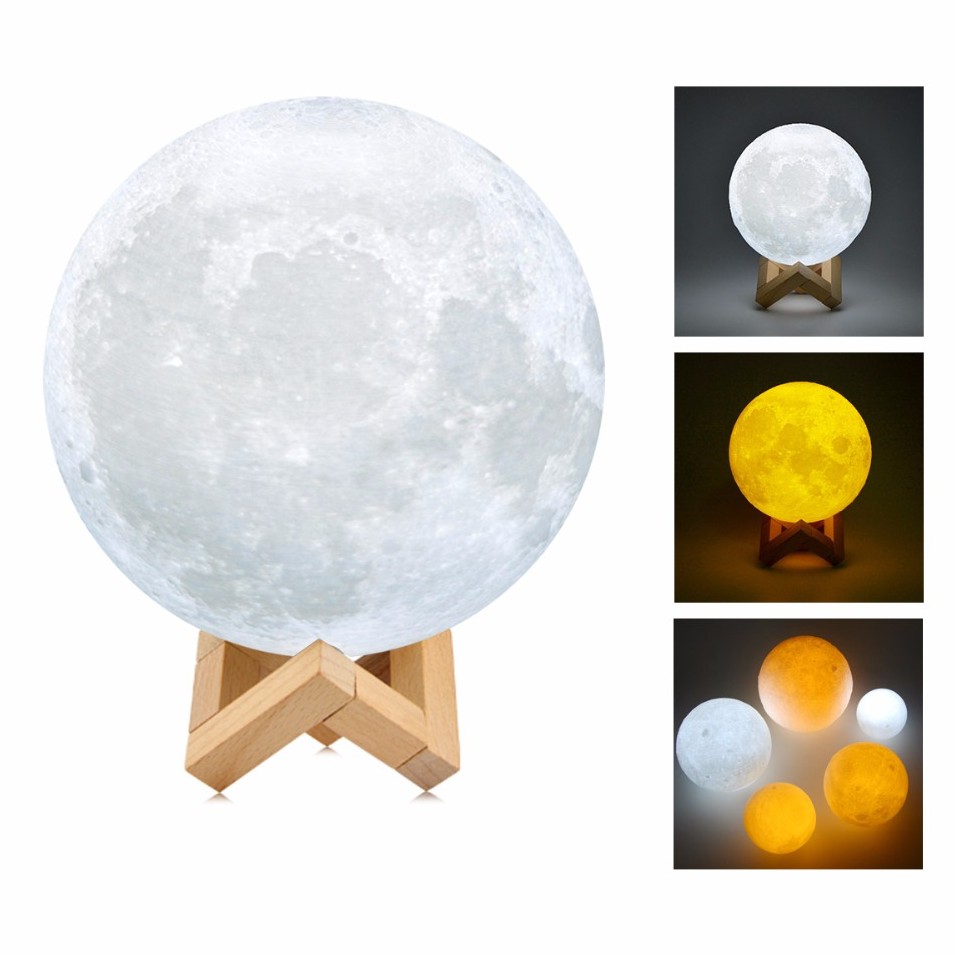 3D Moon Lamp Globe Lampu Hias Meja LED 16 Warna / Lampu Hias Bulan Dekorasi Rumah / Lampu Tidur - Gambar 2