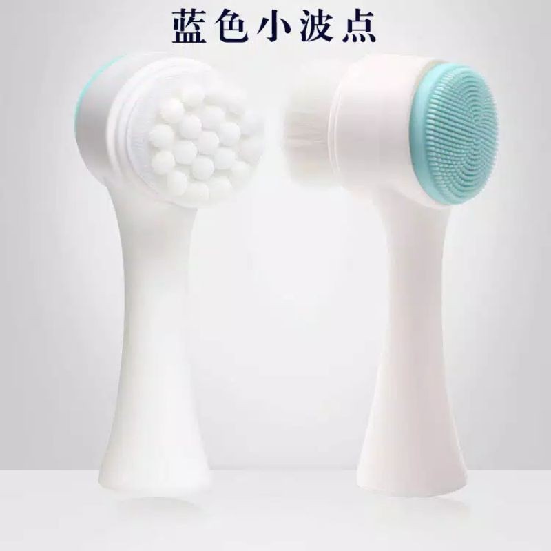 Pembersih Wajah Silikon 3D Cuci Muka Gagang Facial Face Brush 2 Sisi - Gambar 8