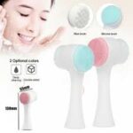 Pembersih Wajah Silikon 3D Cuci Muka Gagang Facial Face Brush 2 Sisi