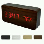 Jam Meja Digital / Jam Alarm LED Wood Plus Temperature Suhu / Jam Weker Smart Clock