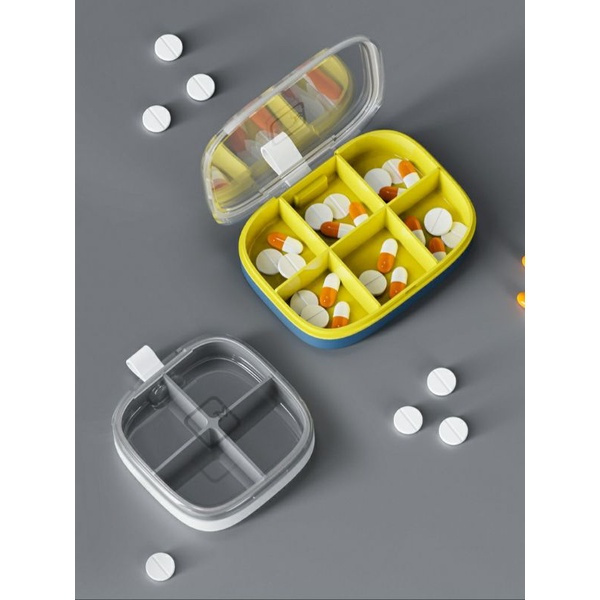 Kotak Tempat Obat Vitamin Harian 6 Sekat dengan Tutup Transparan