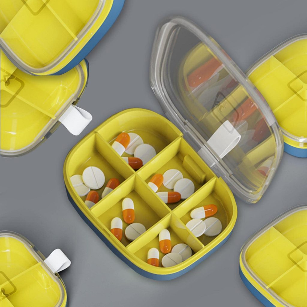 Kotak Tempat Obat Vitamin Harian 6 Sekat dengan Tutup Transparan - Gambar 2