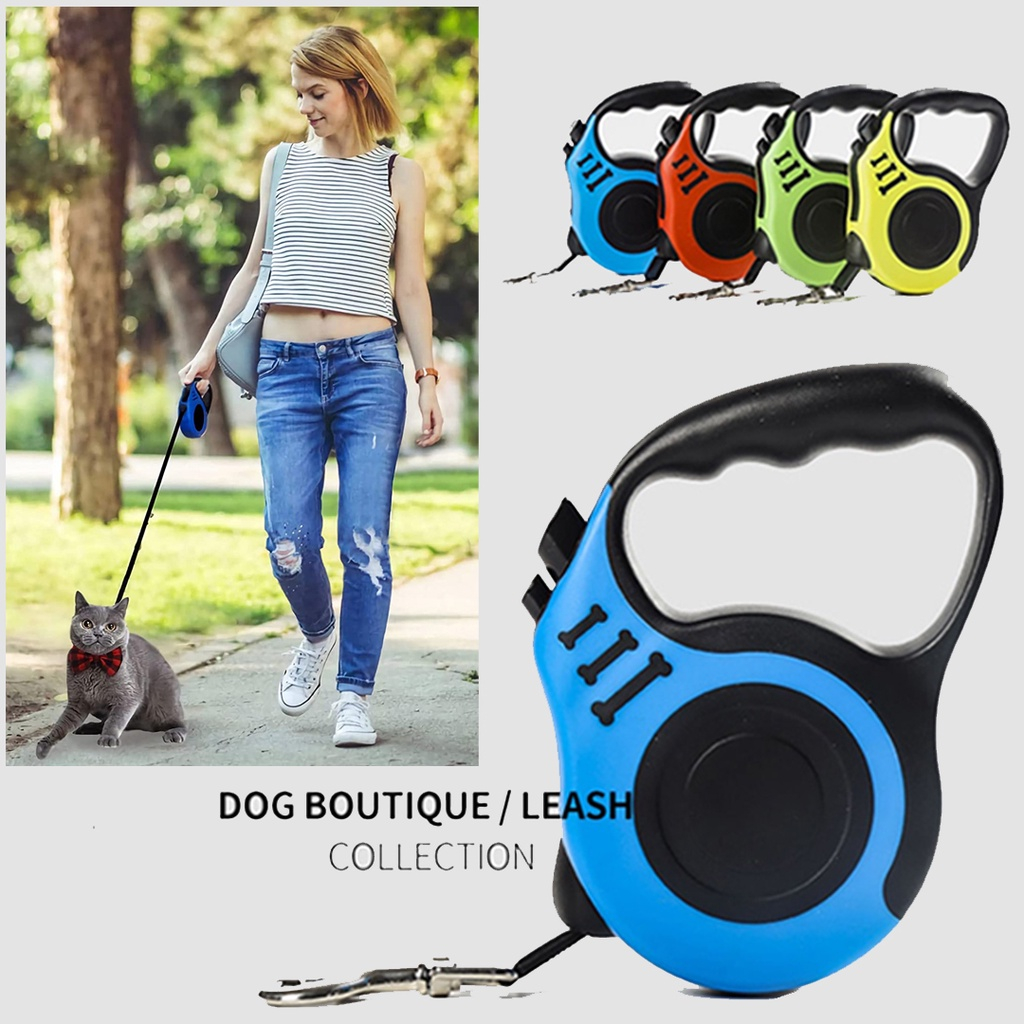 Tali Tuntun Hewan Otomatis / Automatic Smart Retractable Pet Dog Cat Leash / Rantai Anjing Kucing Besar kecil / Rantai Harness 3 dan 5 Meter
