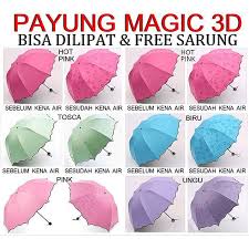 Payung Lipat 3D / Payung Magic 3D Umbrella / Payung Hujan 3D Ajaib Keluar Motif Saat Terkena Air