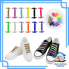 1 SET 16 PCS TALI SEPATU SILIKON PREMIUM KARET LAZY SHOELACES SILICONE - Gambar 4